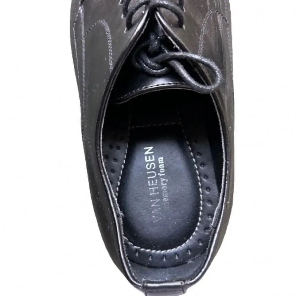 GUC Van Heusen Mens Black Memory Foam Dress Oxford Shoes.  Size 11